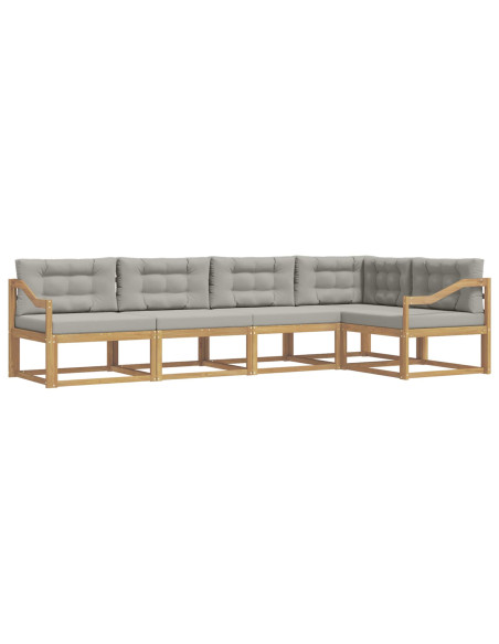Set di divani da esterno 4 pcs Bianco e Grigio Chiaro