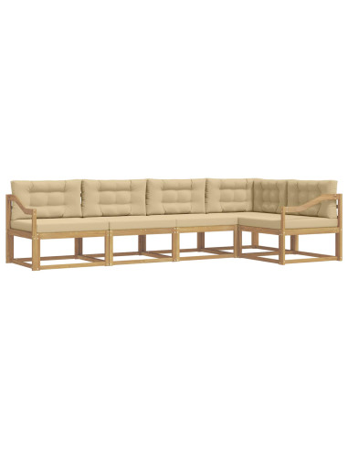 Set di divani da esterno 4 pcs Bianco e Beige Poliestere