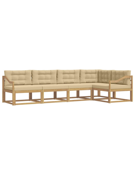 Set di divani da esterno 4 pcs Bianco e Beige Poliestere
