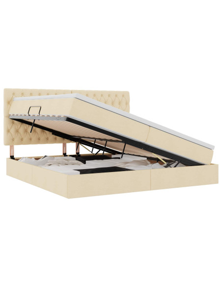 Letto con contenitore e materasso Crema 200 x 200 cm Poliestere