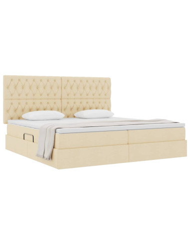 Letto con contenitore e materasso Crema 200 x 200 cm Poliestere