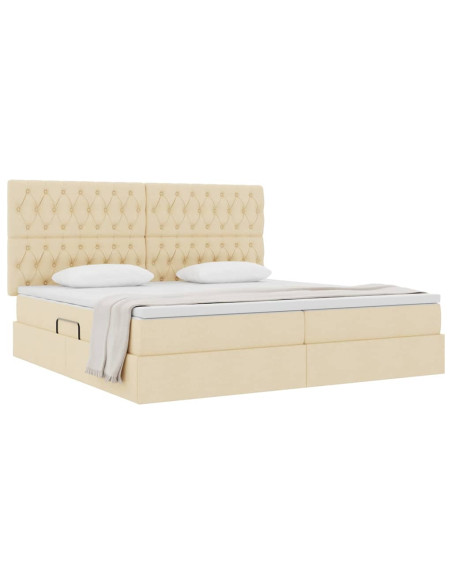 Letto con contenitore e materasso Crema 200 x 200 cm Poliestere