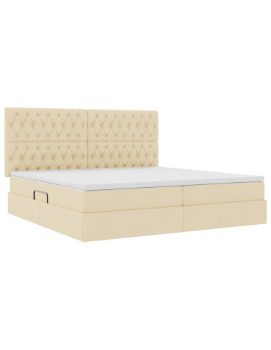Letto con contenitore e materasso Crema 200 x 200 cm Poliestere