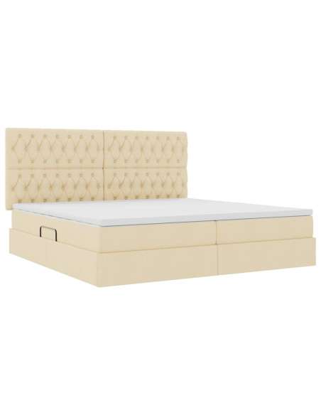 Letto con contenitore e materasso Crema 200 x 200 cm Poliestere