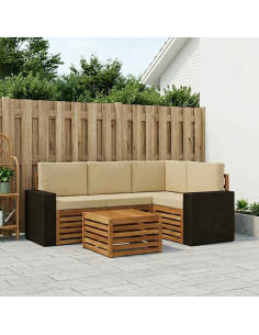 Set di divani da esterno 5 pcs Naturale e Beige 59 x 59 x 37 cm