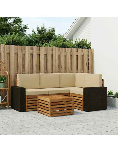 Set di divani da esterno 5 pcs Naturale e Beige 59 x 59 x 37 cm