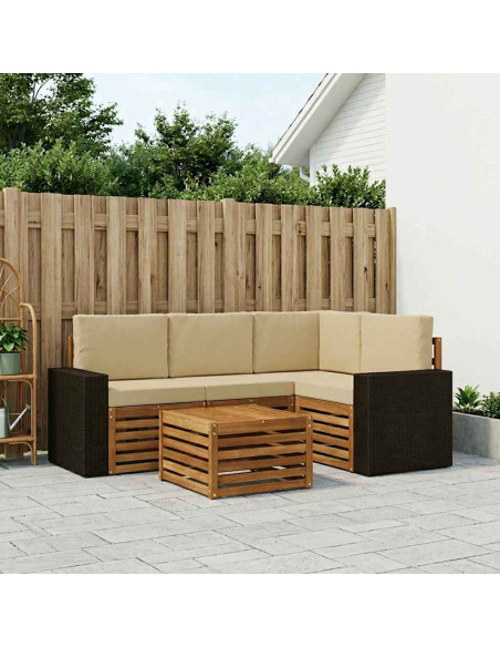 Set di divani da esterno 5 pcs Naturale e Beige 59 x 59 x 37 cm