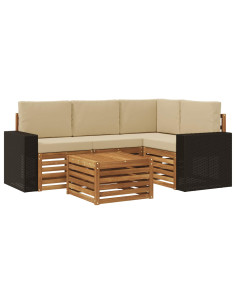 Set di divani da esterno 5 pcs Naturale e Beige 59 x 59 x 37 cm 2