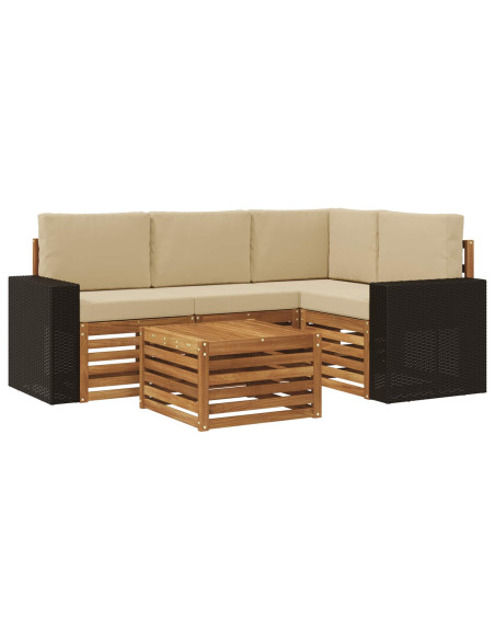 Set di divani da esterno 5 pcs Naturale e Beige 59 x 59 x 37 cm