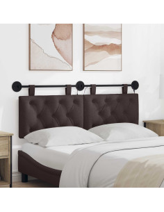 Testiera sospesa Con luce LED Marrone Scuro Tessuto