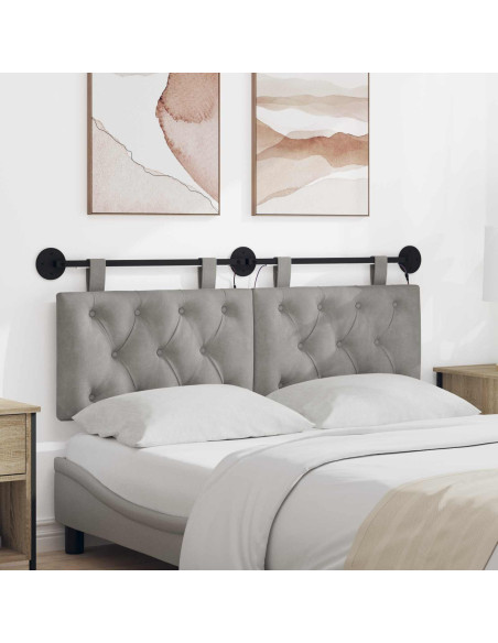Testiera sospesa Con luce LED Grigio Chiaro Velluto