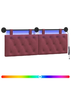 Testiera sospesa Con luce LED Rosso Vino Tessuto 2