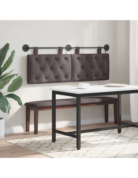 Testiera sospesa Con luce LED Marrone Scuro Tessuto