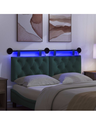 Testiera sospesa Con luce LED Verde Scuro Tessuto
