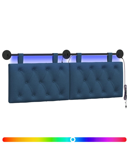 Testiera sospesa Con luce LED Blu Tessuto