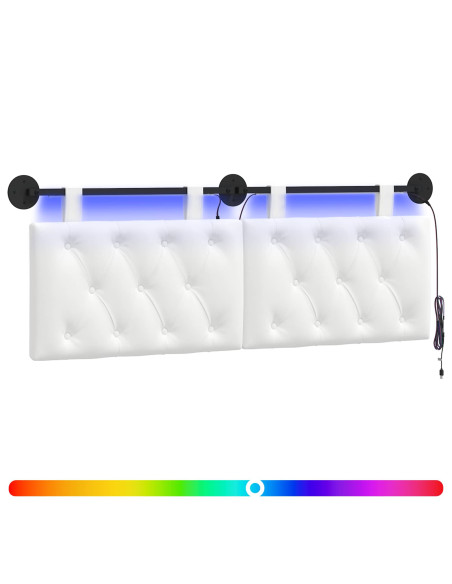 Testiera sospesa Con luce LED Bianco Tessuto