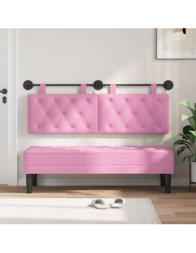 Testiera sospesa Con luce LED Rosa Tessuto