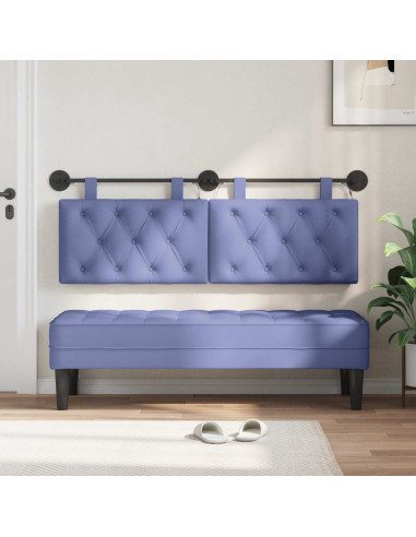 Testiera sospesa Con luce LED Blu jeans Tessuto