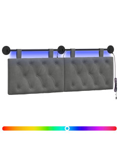 Testiera sospesa Con luce LED Grigio Scuro Velluto 2