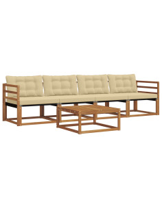 Set di divani da esterno con cuscino 5 pcs Naturale e Beige 2