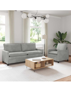 Set di divani 2 pcs Grigio Chiaro Velluto