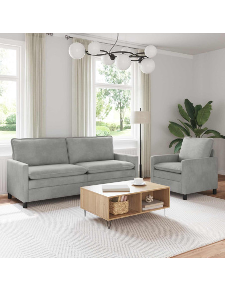 Set di divani 2 pcs Grigio Chiaro Velluto