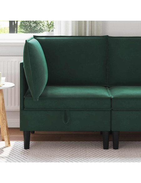 Divano con Stoccaggio Verde Scuro Velluto