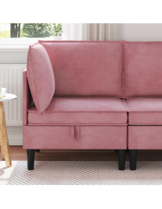 Divano con Stoccaggio Rosa Velluto