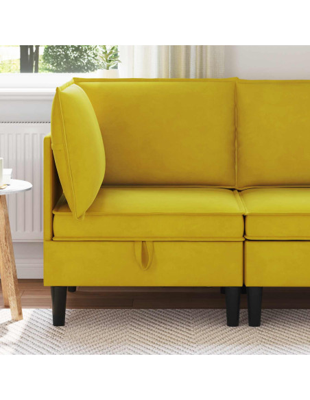 Divano con Stoccaggio Giallo Velluto