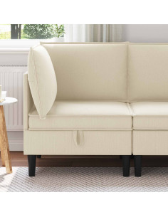 Divano Angolare con Storage Crema Velluto