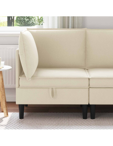 Divano Angolare con Storage Crema Velluto