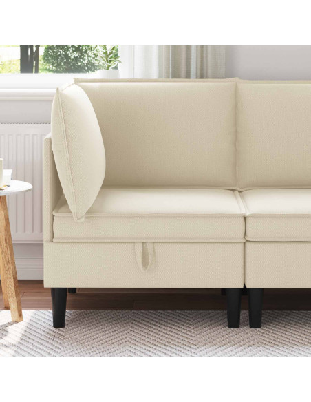 Divano Angolare con Storage Crema Velluto