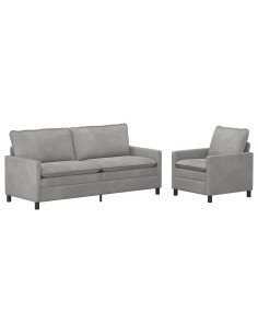 Set di divani 2 pcs Grigio Chiaro Velluto 2