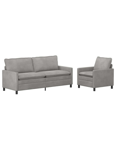 Set di divani 2 pcs Grigio Chiaro Velluto