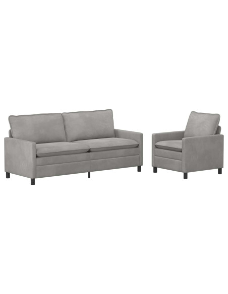 Set di divani 2 pcs Grigio Chiaro Velluto