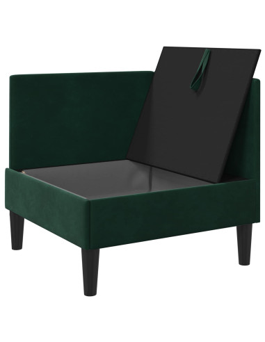 Divano con Stoccaggio Verde Scuro Velluto