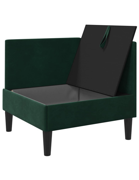 Divano con Stoccaggio Verde Scuro Velluto
