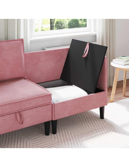 Divano con Stoccaggio Rosa Velluto