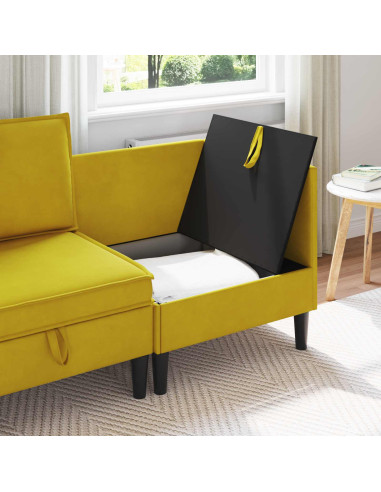 Divano con Stoccaggio Giallo Velluto