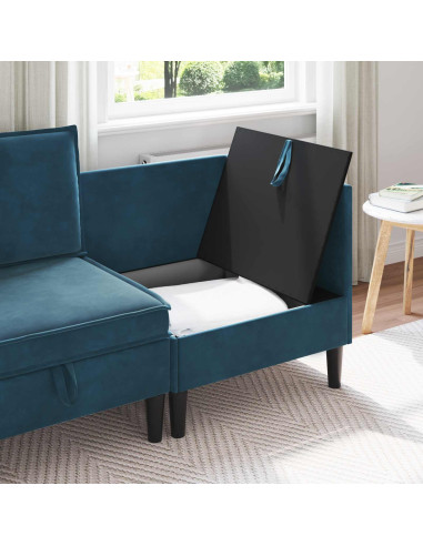 Divano con Stoccaggio Blu Velluto