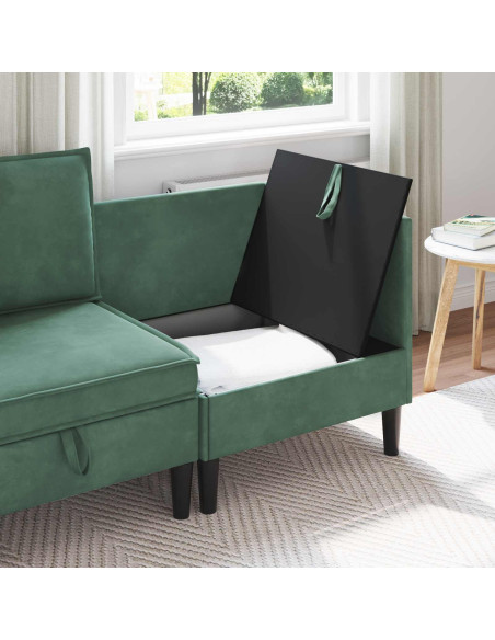 Divano con Stoccaggio Verde Mare Velluto