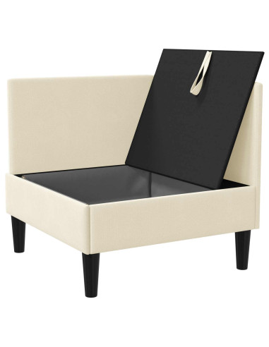 Divano Angolare con Storage Crema Velluto
