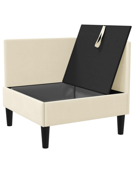 Divano Angolare con Storage Crema Velluto
