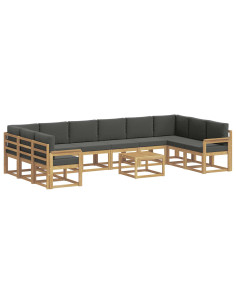 Set di divani da esterno con cuscino 11 pcs Bianco e Antracite 2