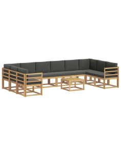 Set di divani da esterno con cuscino 11 pcs Bianco e Antracite 2