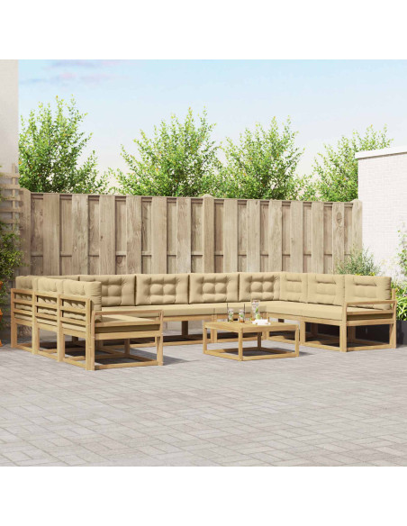 Set di divani da esterno con cuscino 10 pcs Bianco e Beige