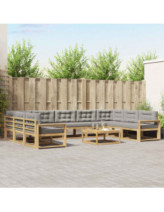 Set di divani da esterno 10 pcs Bianco e Grigio Chiaro
