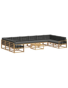 Set di divani da esterno con cuscino 11 pcs Bianco e Antracite 2