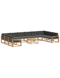 Set di divani da esterno con cuscino 11 pcs Bianco e Antracite 2