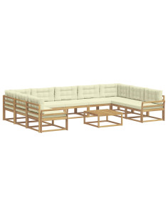 Set di divani da esterno con cuscino 10 pcs Bianco e Crema 2